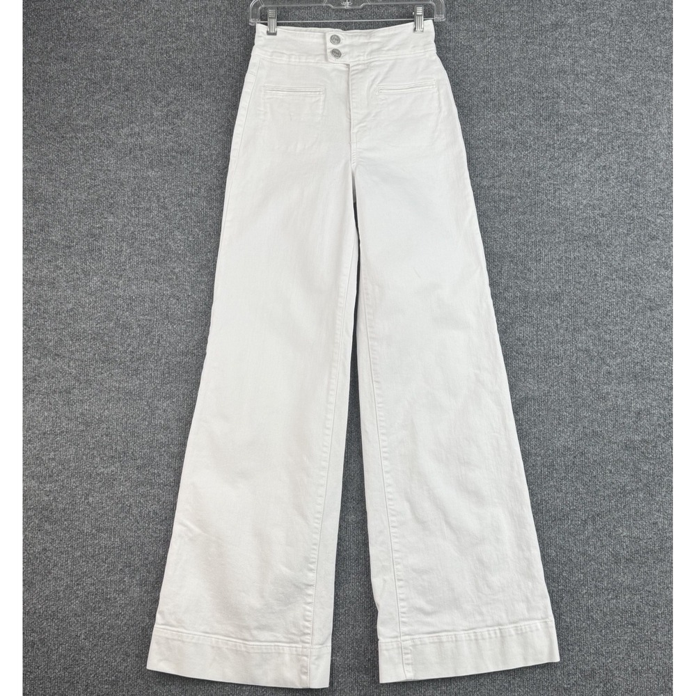 FRAME Le Hardy Jeans Womens 25 White High Rise Wide Leg Stretch Denim Luxury